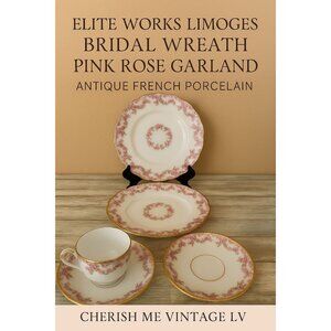Elite Works Limoges France Bridal Wreath Pink Rose Garland 5-Pc Set REPLACEMENT